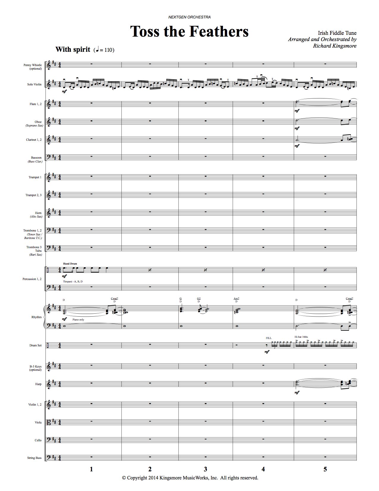 Toss the Feathers NextGen Orchestra Music by Richard Kingsmore